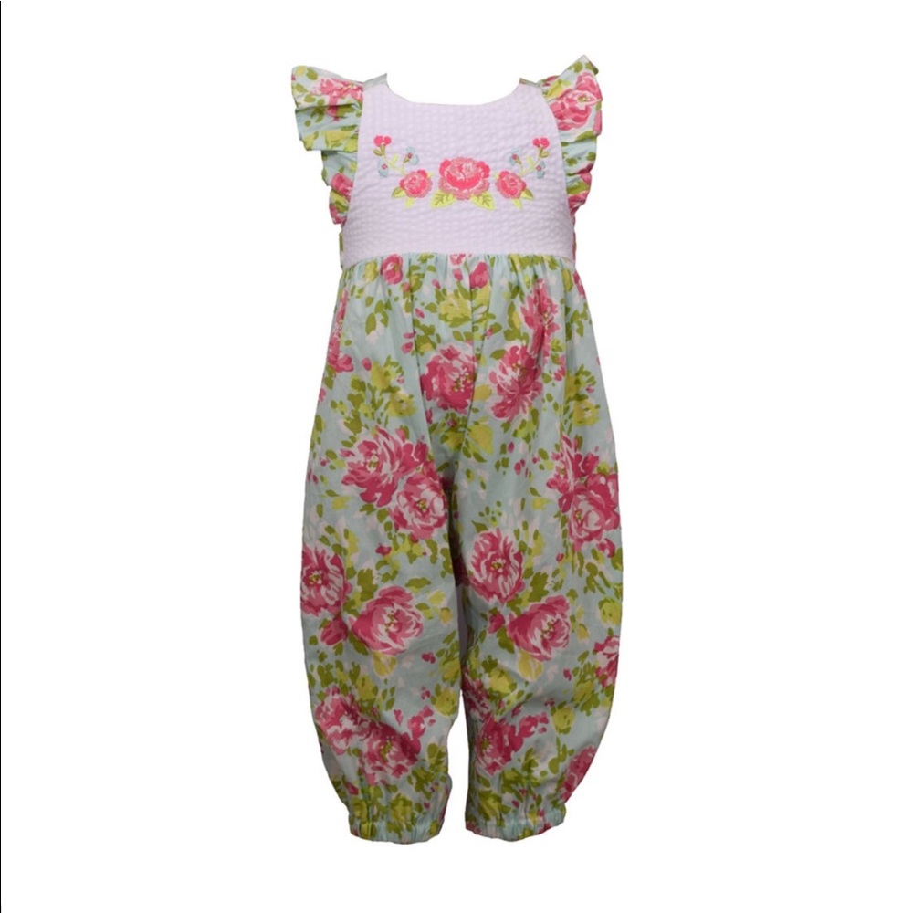 NWT Bonnie Baby Sleeveless Floral Romper
